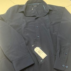 NWT Navy Blue Nautica Slim Fit No Wrinkle work shirt